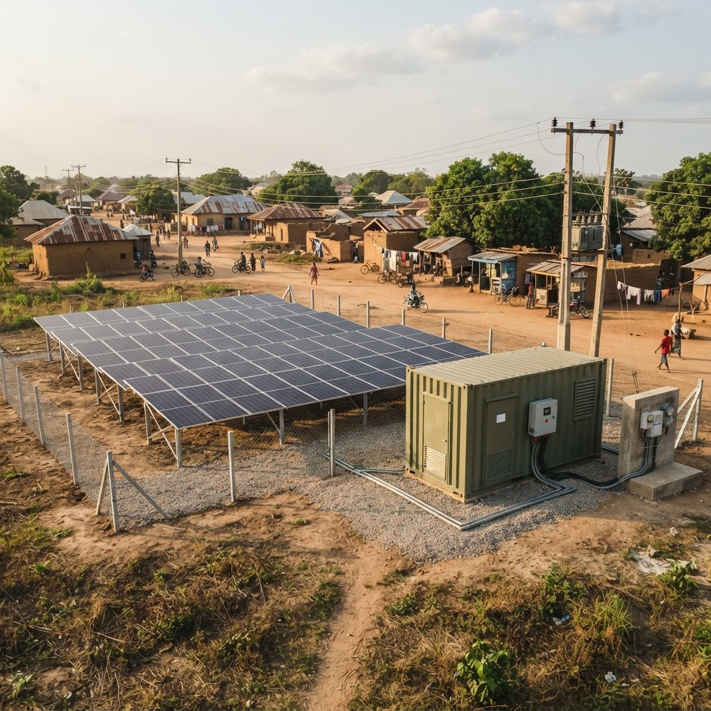 Community solar mini-grid with distribution infrastructure