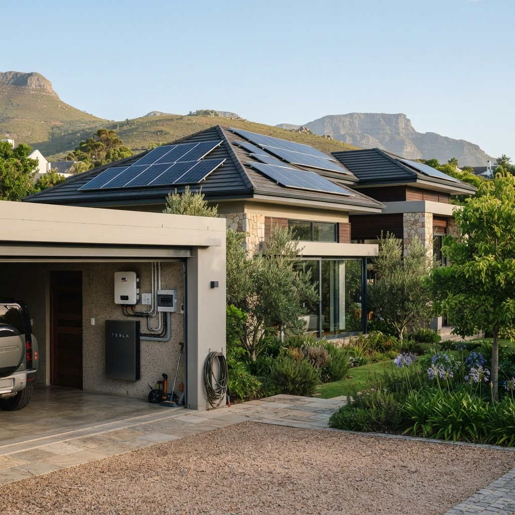 Private home with rooftop solar and wall-mounted battery