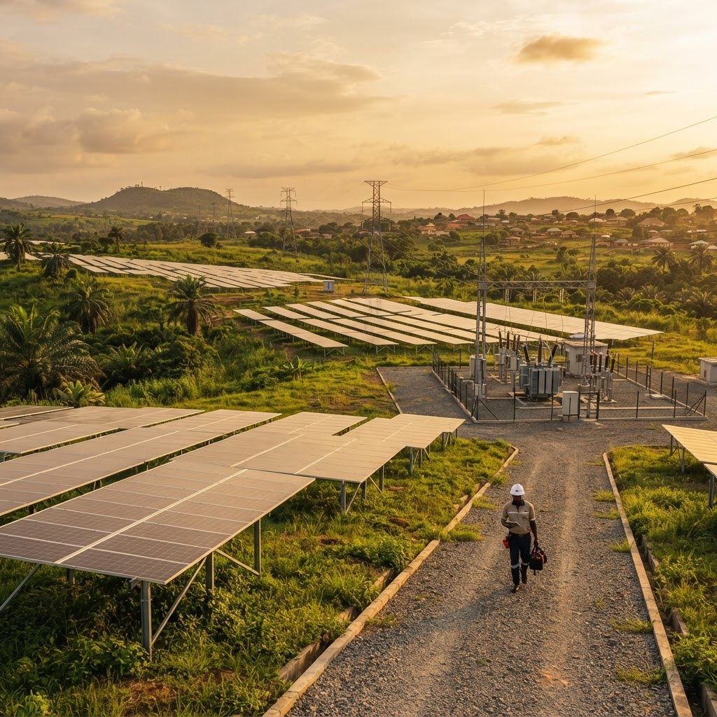 Well-maintained renewable energy and infrastructure assets at golden hour representing lasting value